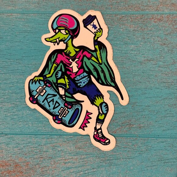 Dutch Bros. Skateboard Rad Lizard/Dino Sticker Decal - Picture 1 of 2